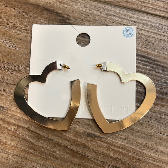 Forever 21 Jewelry - Gold Heart Hoop Earrings 3/$20